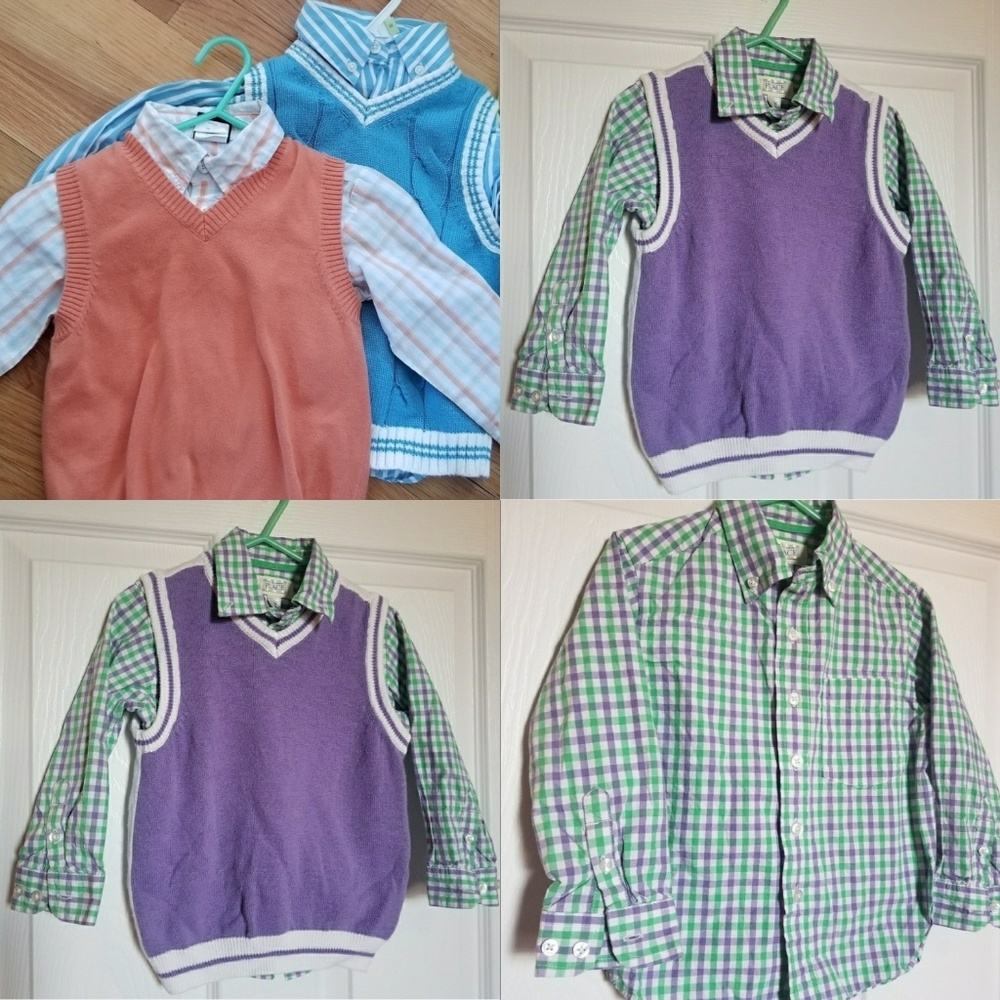6Pc Long Sleeve Button Down and Sweater Vest Lot